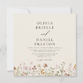 Boho Wildblume Beige Garden Wedding Einladung (Vorderseite)