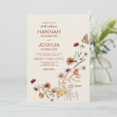 Boho Wildblume Beige Garden Wedding Einladung (Stehend Vorderseite)