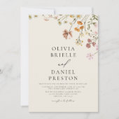 Boho Wildblume Beige Garden Wedding Einladung (Vorderseite)