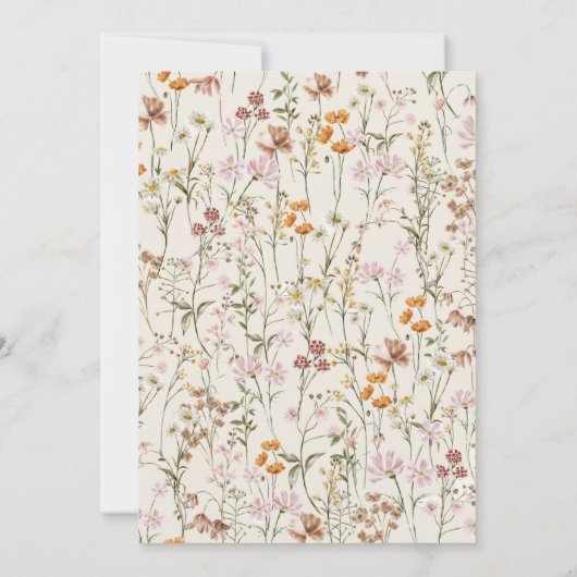 Boho Wildblume Beige Garden Wedding Einladung (Rückseite)