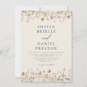 Boho Wildblume Beige Garden Wedding Einladung (Vorderseite)