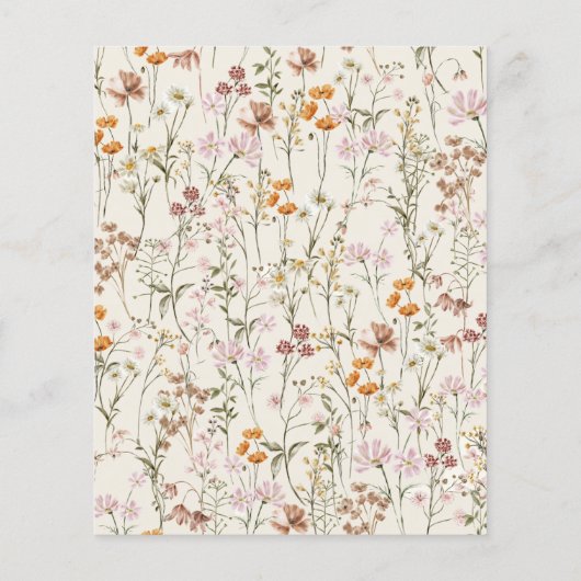 Boho Wildblume Beige Garden Wedding Flyer (Hinten)
