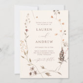Boho Wildblume Beige Minimalistisch Wedding Einladung (Vorderseite)