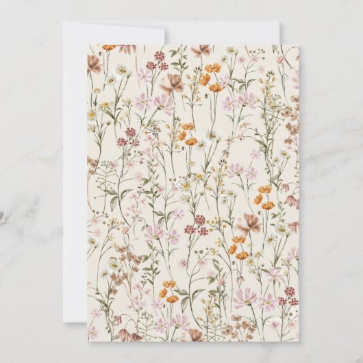 Boho Wildblume Beige Probe Dinner Einladung (Rückseite)