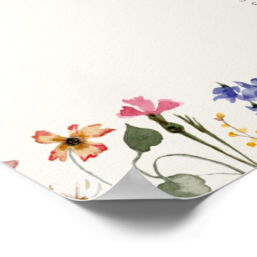 Boho Wildblume | Beige Tischnummer Sitzkarte Poster (Ecke)