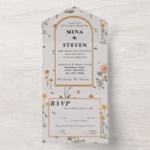 Boho Wildblume beige Wedding All In One Einladung (Innen Boden)