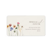 Boho Wildblume Beige Wedding RSVP Rücksendeadresse Adressaufkleber (Vorne)