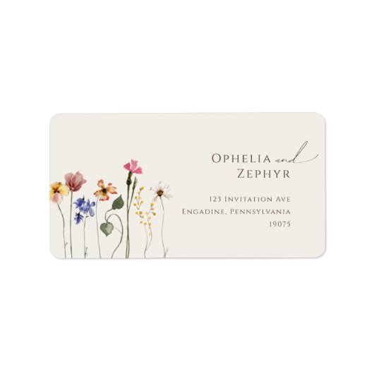 Boho Wildblume Beige Wedding RSVP Rücksendeadresse Adressaufkleber (Vorne)