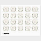 Boho Wildblume BeigeMonogram Wreath Umschlag Aufkl Quadratischer Aufkleber (Blatt)