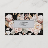 Boho Wildblume Beruflich Black Visitenkarte (Vorderseite)