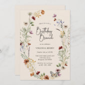 Boho Wildblume Birthday Brunch Einladung (Vorne/Hinten)
