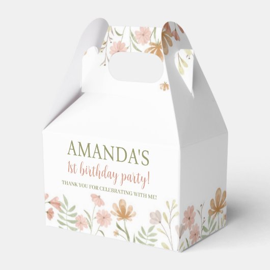 Boho Wildblume Birthday Favor Box Geschenkschachtel (Rückseite)