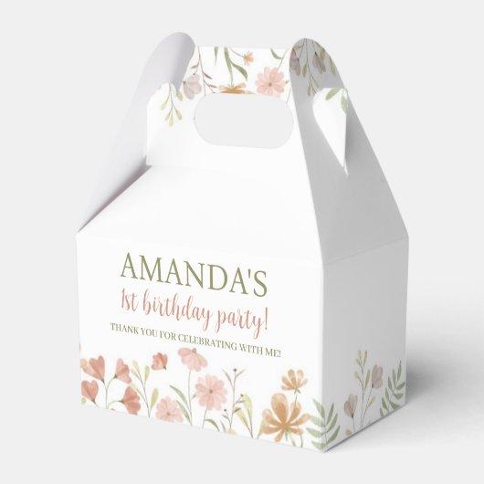 Boho Wildblume Birthday Favor Box Geschenkschachtel (Vorderseite)