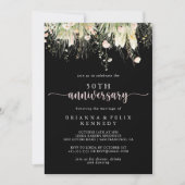 Boho Wildblume Black 50. Hochzeitstag Einladung (Vorderseite)