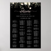Boho Wildblume Black Alphabetic Seekarte Poster (Vorne)