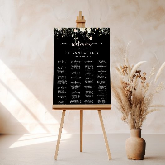Boho Wildblume Black Alphabetic Seekarte Poster
