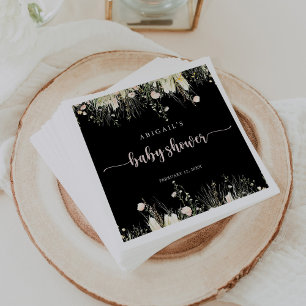 Boho Wildblume Black Baby Dusche Napkins Serviette