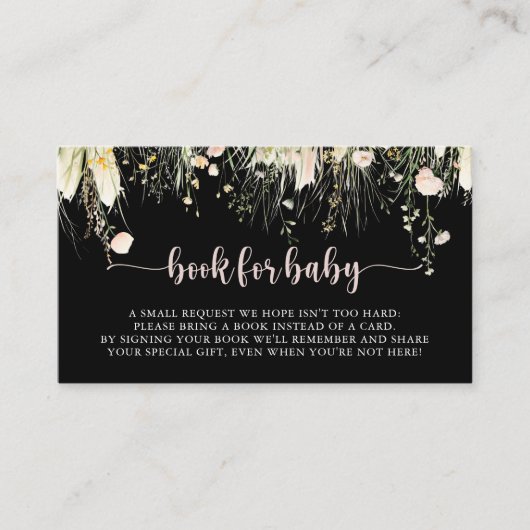 Boho Wildblume Black Baby Showbuchanfrage Begleitkarte (Vorderseite)