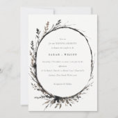 Boho Wildblume Black Brown Fall Wreath Wedding Einladung (Vorderseite)