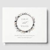 Boho Wildblume Black Brown Fall Wreath Wedding Gästebuch (Vorderseite)