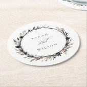 Boho Wildblume Black Brown Fall Wreath Wedding Runder Pappuntersetzer (Angewinkelt)