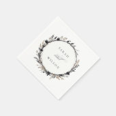 Boho Wildblume Black Brown Fall Wreath Wedding Serviette (Ecke)