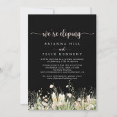 Boho Wildblume Black Elopement Empfang Einladung (Vorderseite)