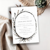 Boho Wildblume Black Fall Wreath Babydusche Einladung