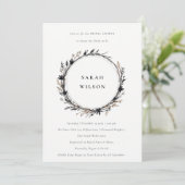 Boho Wildblume Black Fall Wreath Brautparty Einladung (Stehend Vorderseite)