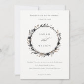 Boho Wildblume Black Fall Wreath Vow Renewal Einladung (Vorderseite)