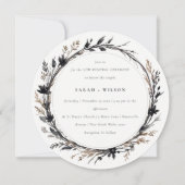 Boho Wildblume Black Fall Wreath Vow Renewal Einladung (Vorderseite)