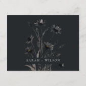 Boho Wildblume Black Fall Wreath Wedding Detail Begleitkarte (Rückseite)
