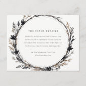 Boho Wildblume Black Fall Wreath Wedding Detail Begleitkarte (Vorderseite)