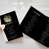 Boho Wildblume Black Folded Wedding Programm