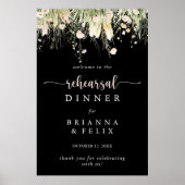 Boho Wildblume Black Probe Dinner Willkommen Poster (Vorne)