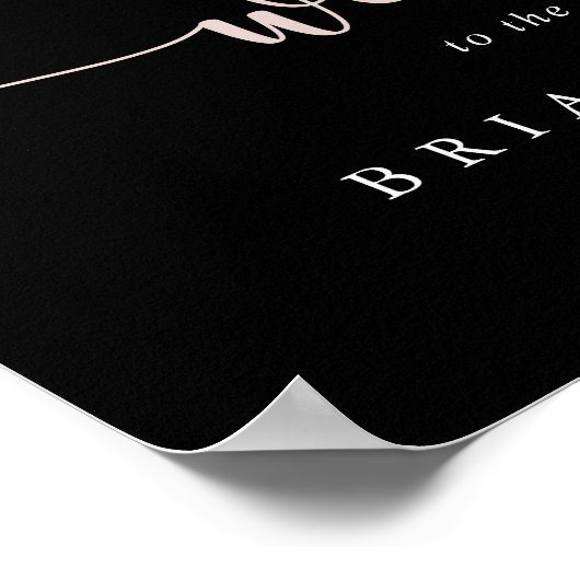 Boho Wildblume Black Wedding Begrüßungszeichen Poster (Ecke)