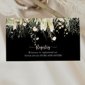 Boho Wildblume Black Wedding Gift Registry Begleitkarte