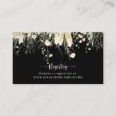 Boho Wildblume Black Wedding Gift Registry Begleitkarte (Vorderseite)