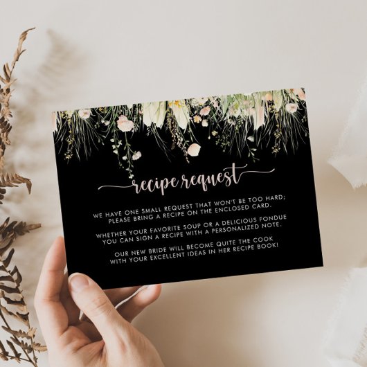 Boho Wildblume Black Wedding Rezept Anfrage Begleitkarte