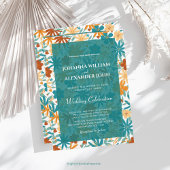 Boho Wildblume & Blue Floral Foto Hochzeit Einladung