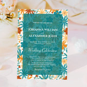 Boho Wildblume & Blue Floral Foto Hochzeit Einladung