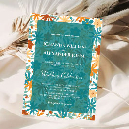 Boho Wildblume & Blue Floral Foto Hochzeit Einladung
