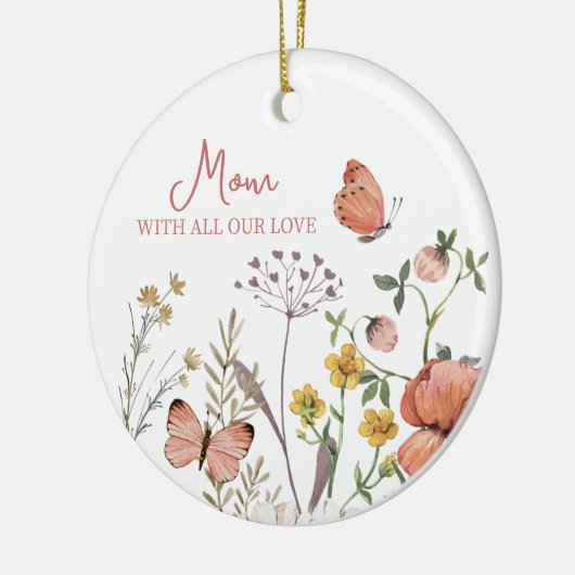 Boho Wildblume Blume Personalisierte Namen Keramik Ornament (Links)