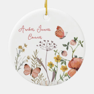 Boho Wildblume Blume Personalisierte Namen Keramik Ornament