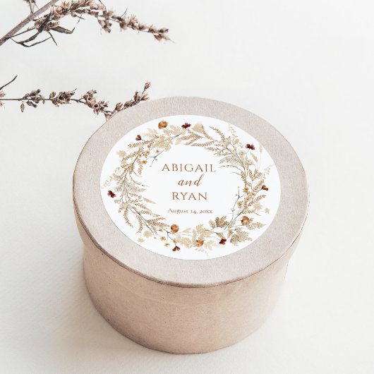 Boho Wildblume Blumen Butterfly Wedding Runder Aufkleber