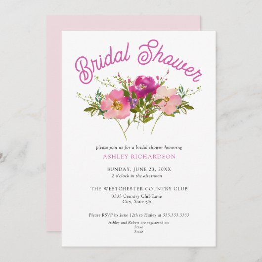 Boho Wildblume Blumendusche Einladung (Vorne/Hinten)