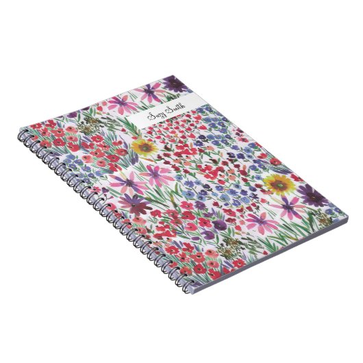 Boho Wildblume Blumenmuster Hütte Wasserfarbe Notizblock (Rechte Seite)