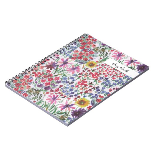 Boho Wildblume Blumenmuster Hütte Wasserfarbe Notizblock (Linke Seite)