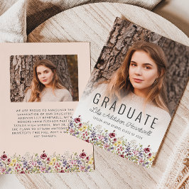 Boho Wildblume Blush Pink Foto Grad Ankündigung
