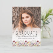 Boho Wildblume Blush Pink Foto Grad Ankündigung (Stehend Vorderseite)